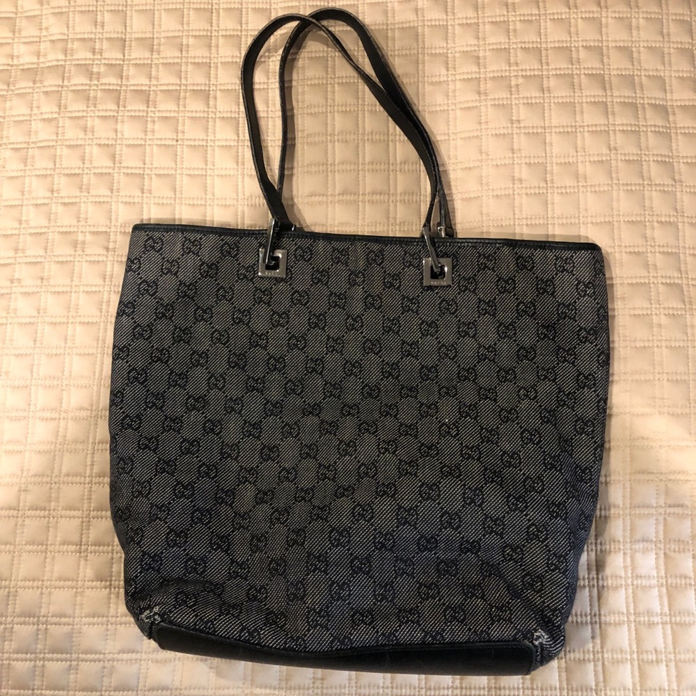 Gucci Navy Logo Tote